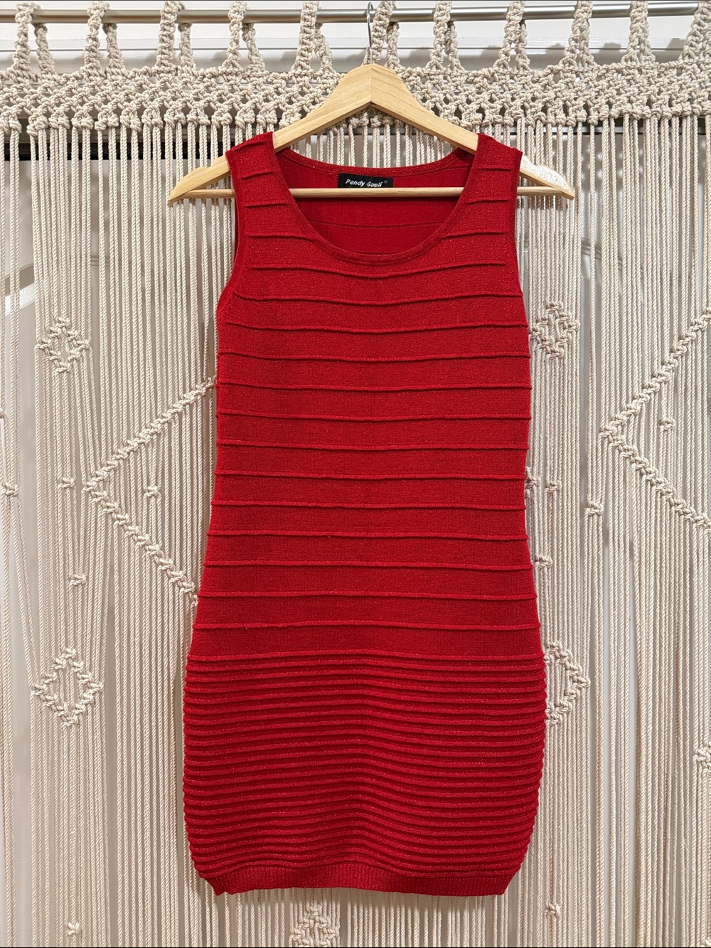 Fitted Red Tinsel Knit Sleeveless Dress